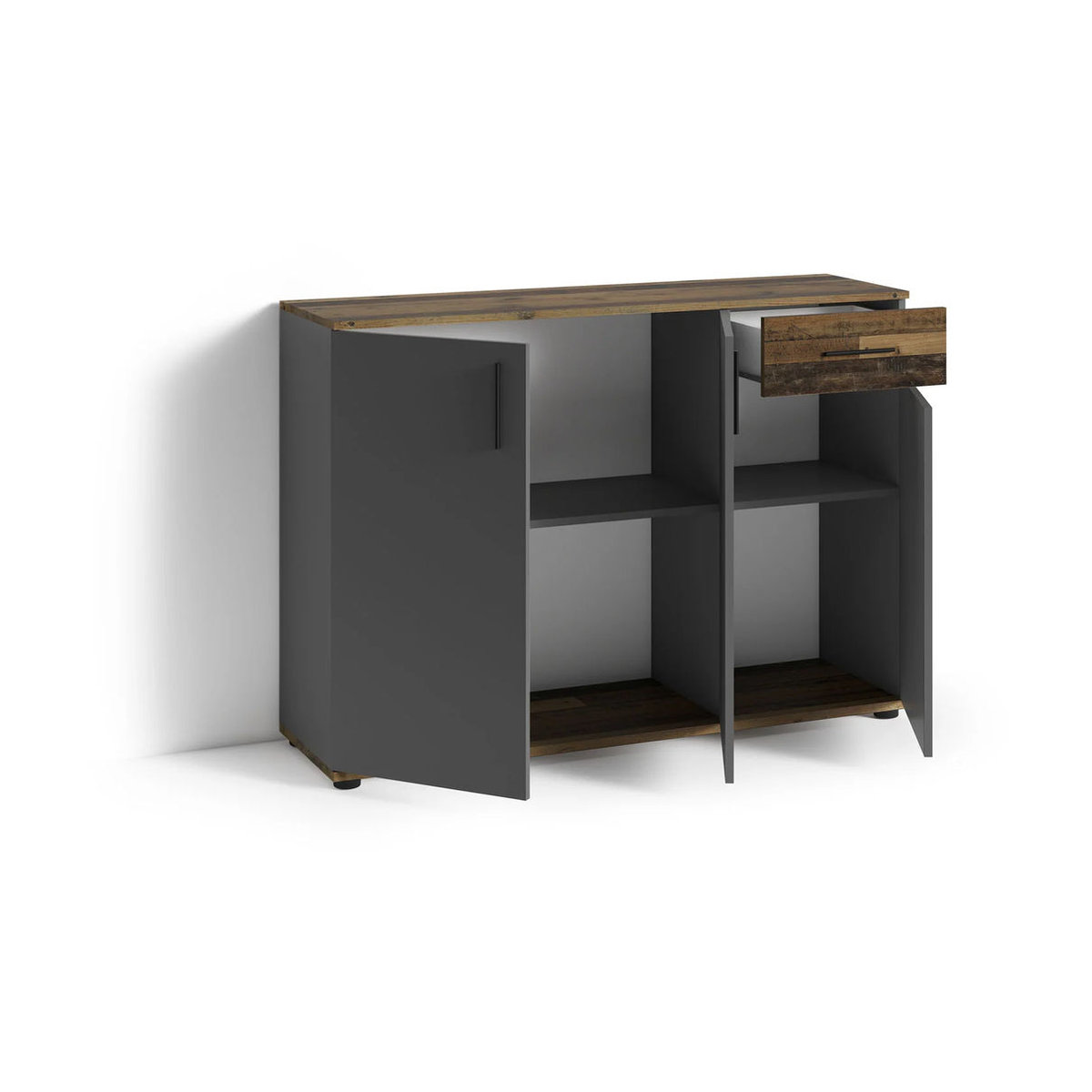 byLIVING Kommode Jakob im Industrial Design, Breite: 110 cm, Old Wood (Altholz-Optik) und Anthrazit - Bild 5