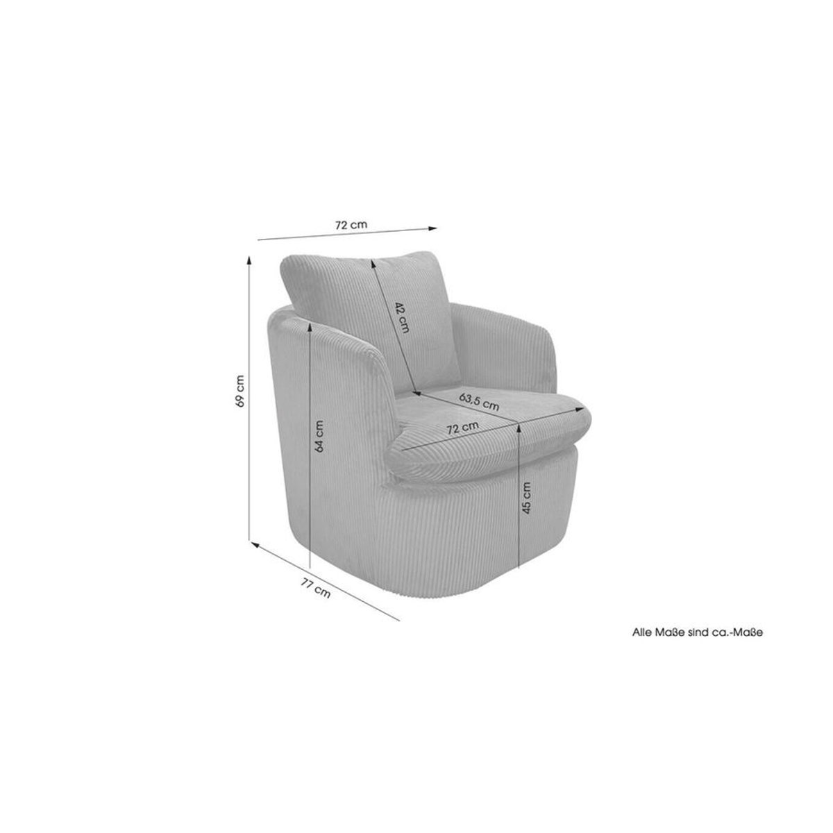 byLIVING Loungesessel HARMONY aus Stoff in Anthrazit und Grau, Breite: 72 cm - Bild 5