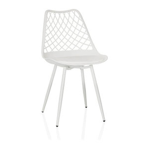 byLIVING Outdoor Stuhl BEGIO S aus Kunststoff in Beige und Weiß im skandinavischen Design ohne Armlehnen
