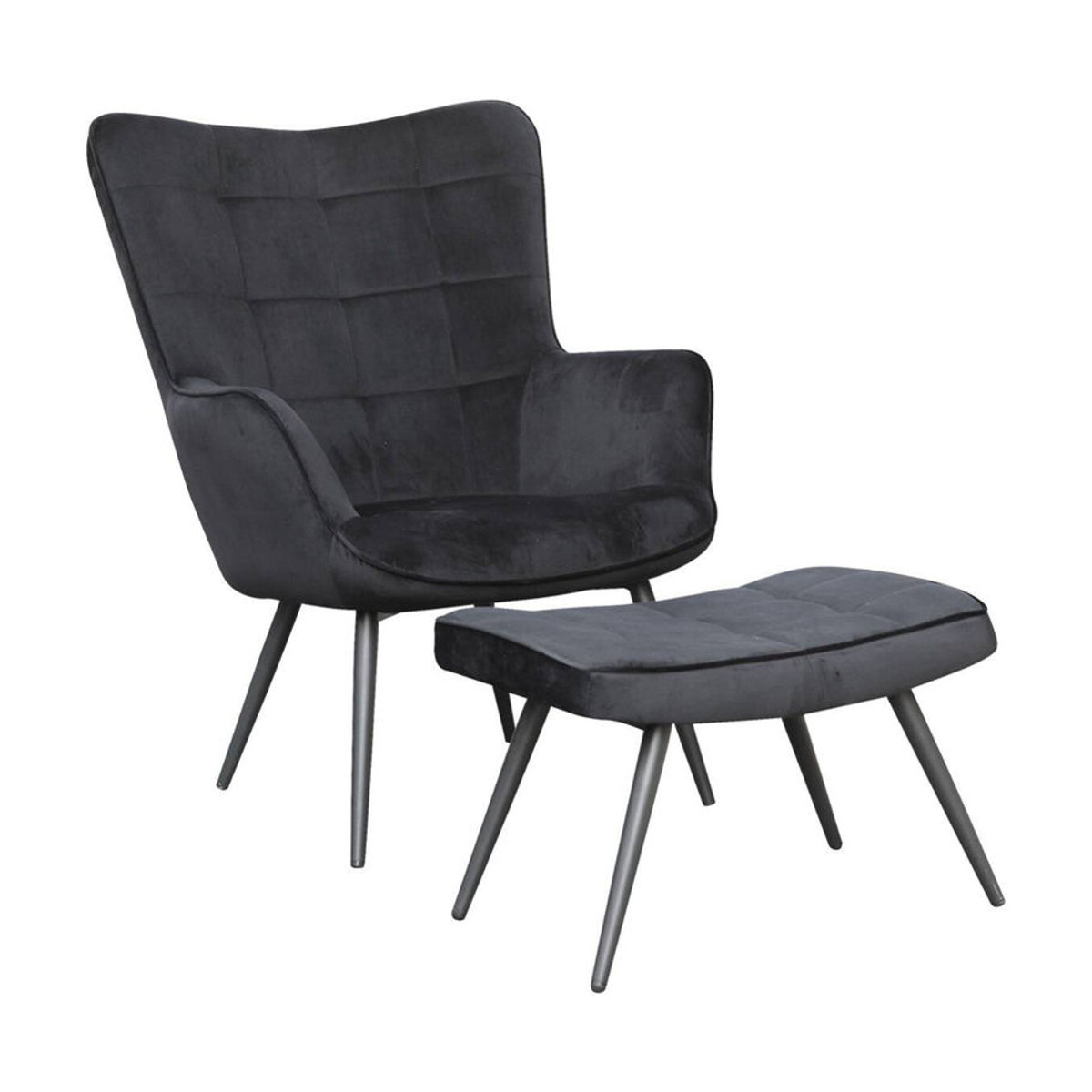 byLIVING Relaxsessel UTA in Schwarz, Samt und Metall, Modernes Design, B/H/T: 72 x 97 x 80 cm - Bild 4