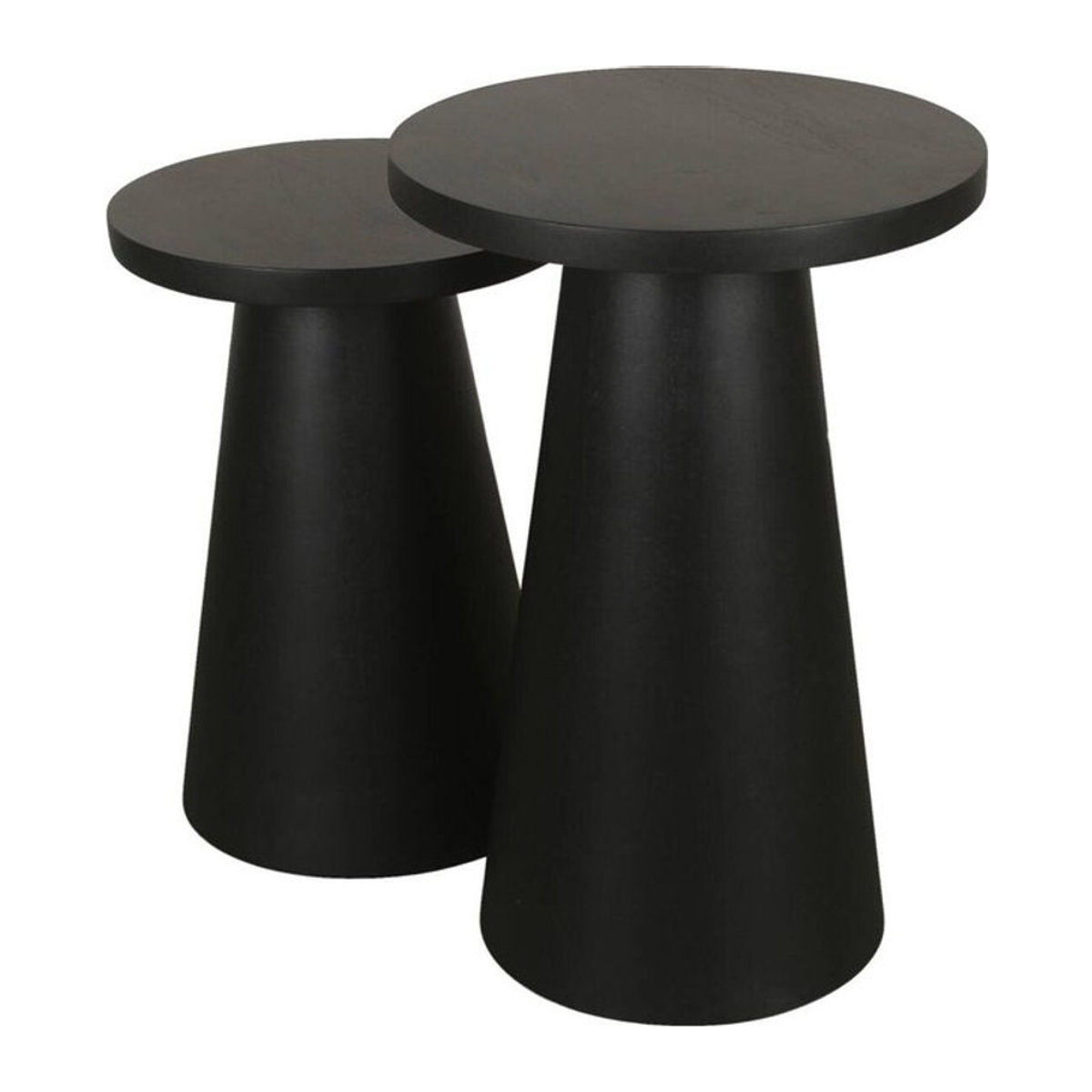 byLIVING Satztisch CONE 2er-Set aus Akazie Massivholz in Schwarz, minimalistisches und modernes Design - Bild 2