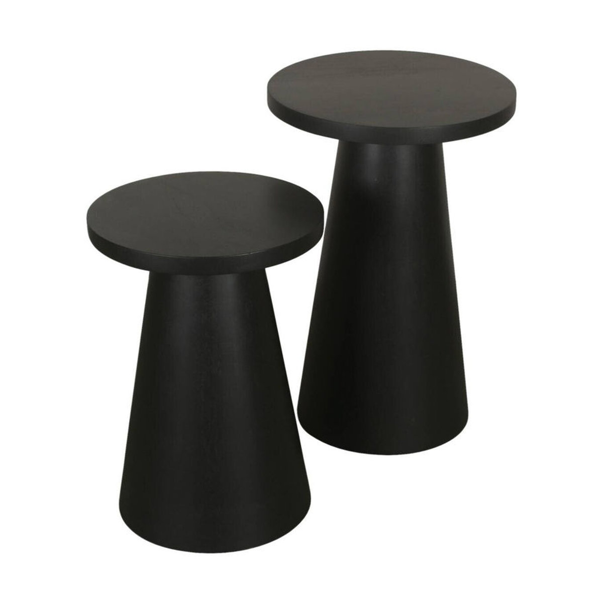 byLIVING Satztisch CONE 2er-Set aus Akazie Massivholz in Schwarz, minimalistisches und modernes Design - Bild 3