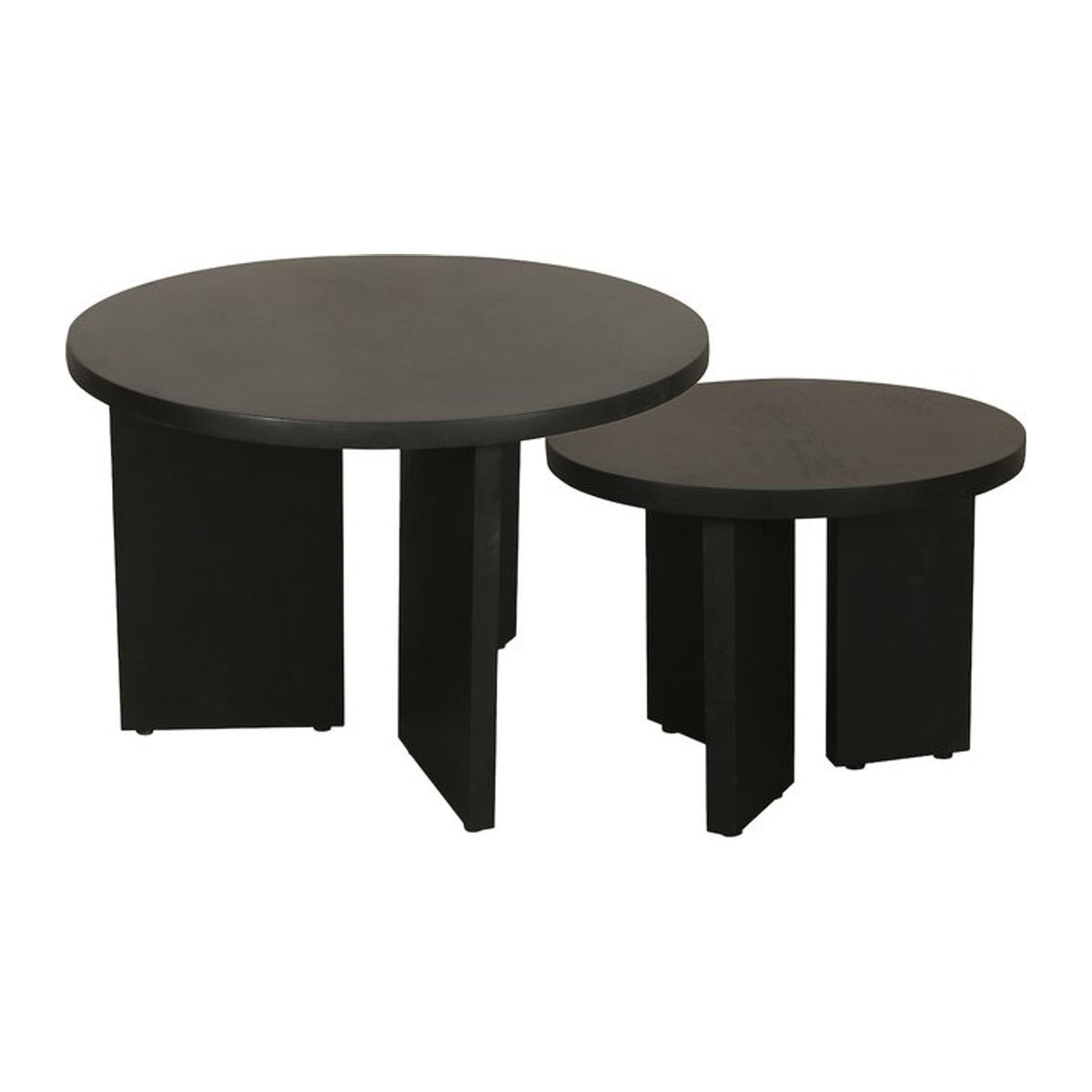 byLIVING Satztisch ROUND 2er-Set aus Akazie Massivholz, Schwarz, Rund - Bild 1