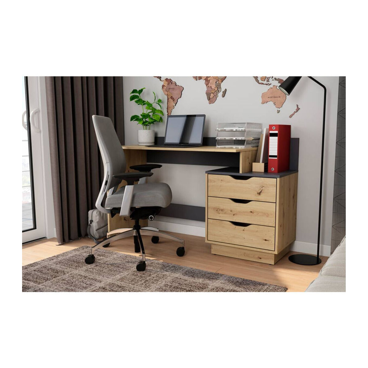 byLIVING Schreibtisch BELFAST im Industrial Design, Artisan Eiche/Anthrazit, B/H/T: 138 x 83,5 x 51,5 cm - Bild 2