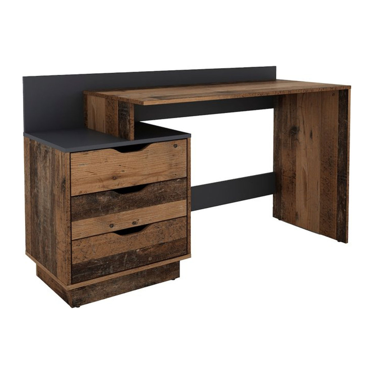 byLIVING Schreibtisch BELFAST im Industrial Design, Old Wood Nachbildung und Anthrazit, B/H/T: 138 x 83,5 x 51,5 cm - Bild 1