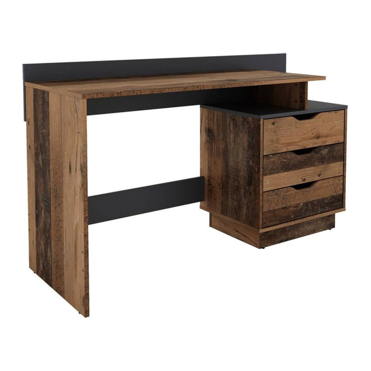 byLIVING Schreibtisch BELFAST im Industrial Design, Old Wood Nachbildung und Anthrazit, B/H/T: 138 x 83,5 x 51,5 cm - Bild 2