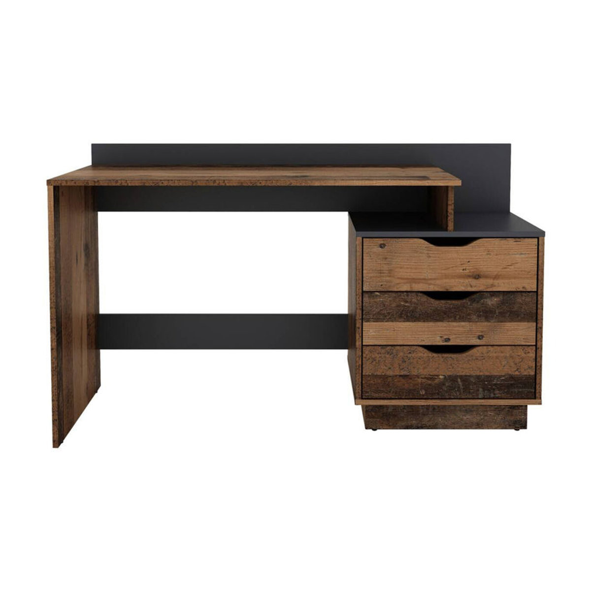 byLIVING Schreibtisch BELFAST im Industrial Design, Old Wood Nachbildung und Anthrazit, B/H/T: 138 x 83,5 x 51,5 cm - Bild 3