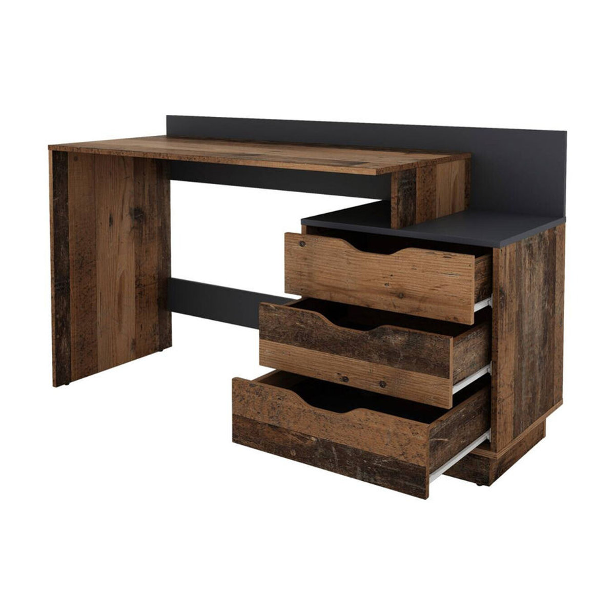 byLIVING Schreibtisch BELFAST im Industrial Design, Old Wood Nachbildung und Anthrazit, B/H/T: 138 x 83,5 x 51,5 cm - Bild 5