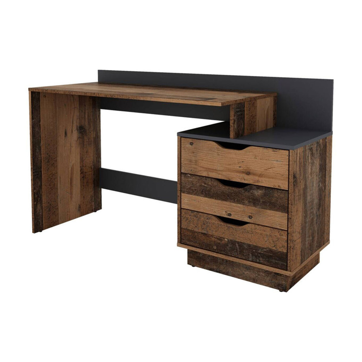 byLIVING Schreibtisch BELFAST im Industrial Design, Old Wood Nachbildung und Anthrazit, B/H/T: 138 x 83,5 x 51,5 cm - Bild 6