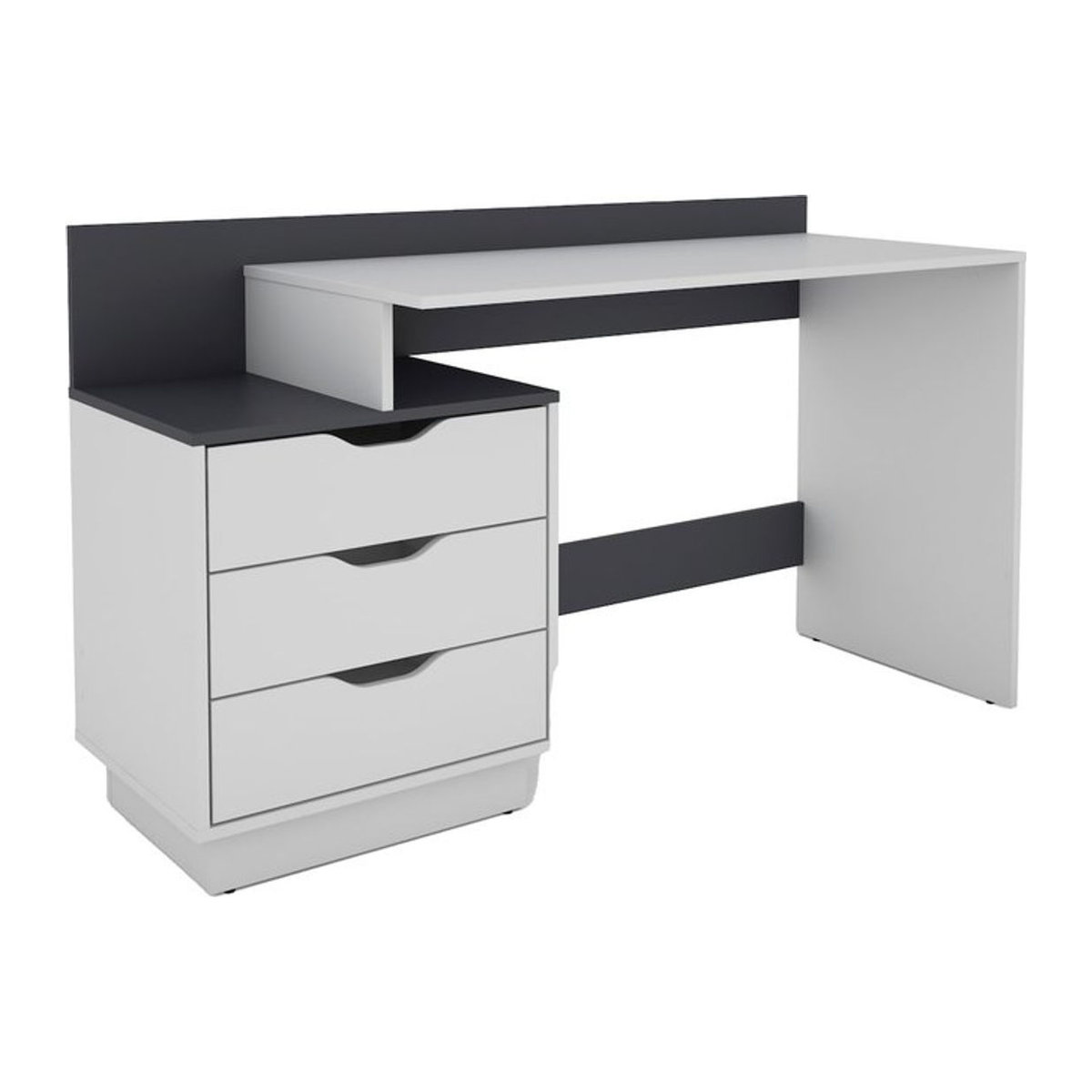 byLIVING Schreibtisch BELFAST Modern in Weiß/Anthrazit mit 3 Schubkästen, B/H/T: 138 x 83,5 x 51,5 cm - Bild 1