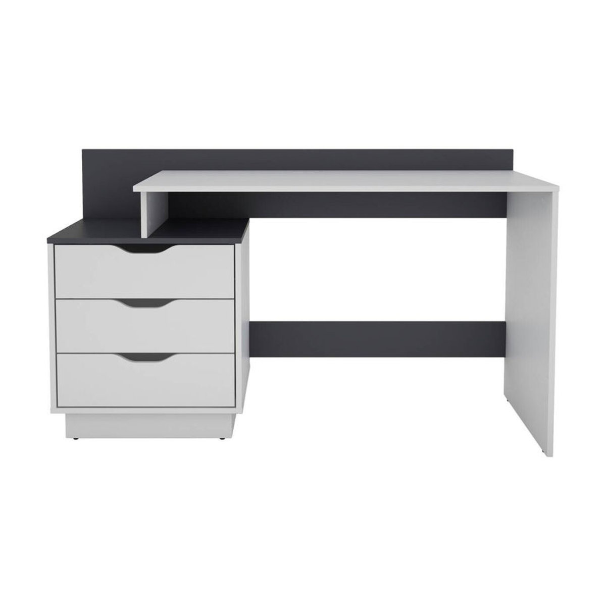 byLIVING Schreibtisch BELFAST Modern in Weiß/Anthrazit mit 3 Schubkästen, B/H/T: 138 x 83,5 x 51,5 cm - Bild 2