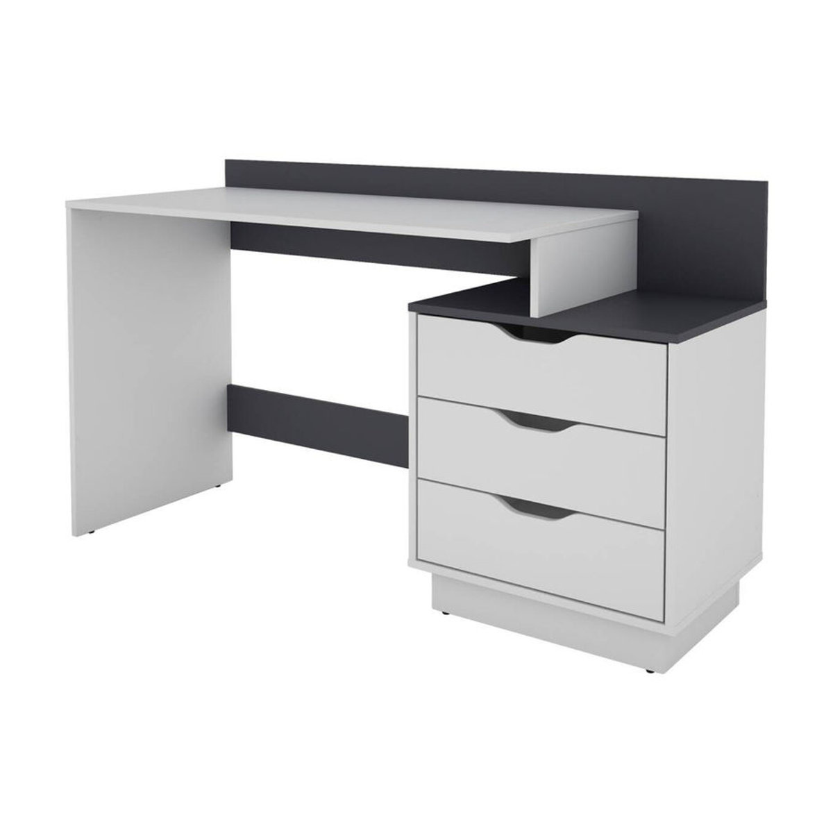 byLIVING Schreibtisch BELFAST Modern in Weiß/Anthrazit mit 3 Schubkästen, B/H/T: 138 x 83,5 x 51,5 cm - Bild 3