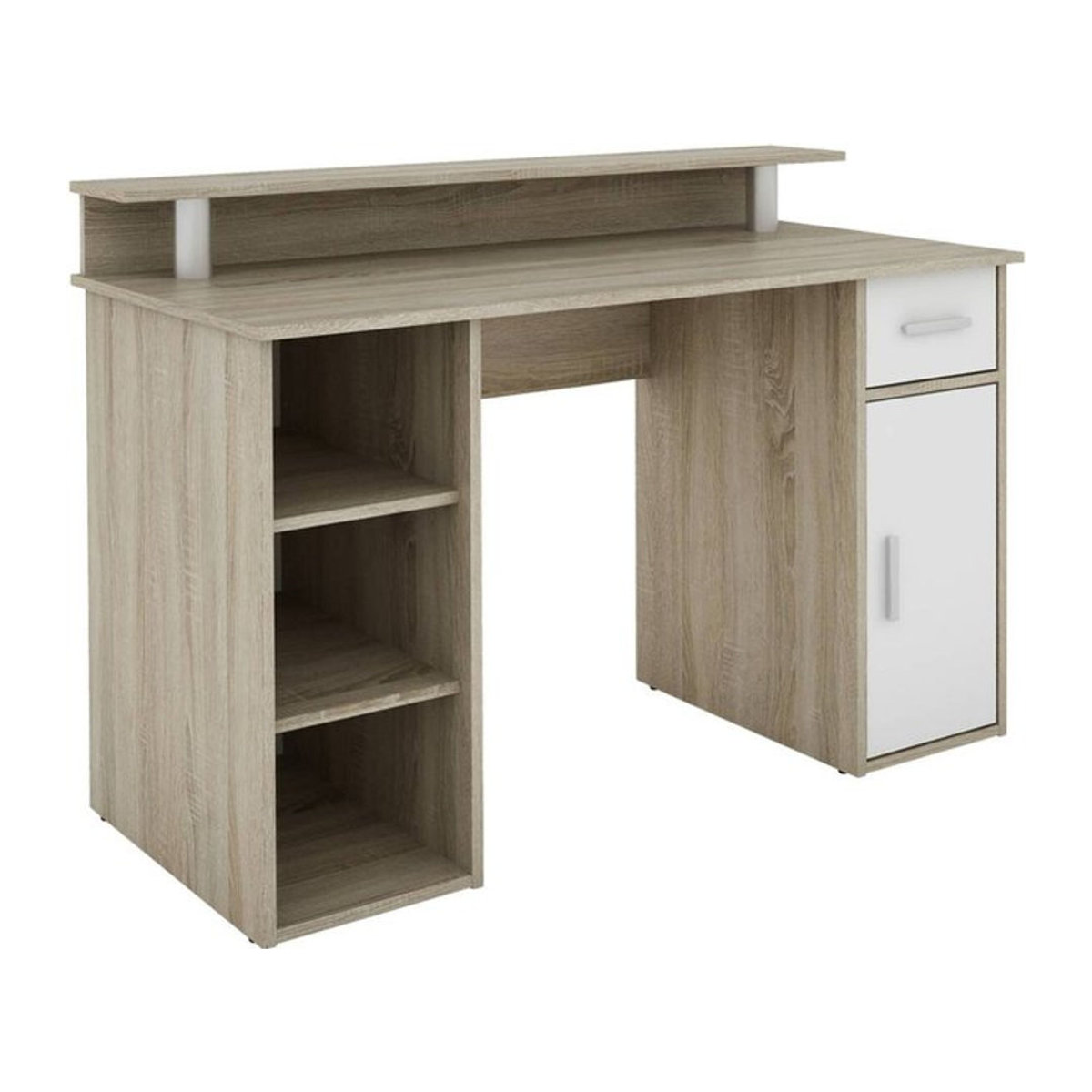 byLIVING Schreibtisch DIEGO in Eiche und Weiß mit Silber, B/T/H: 120 x 55 x 88 cm - Bild 1