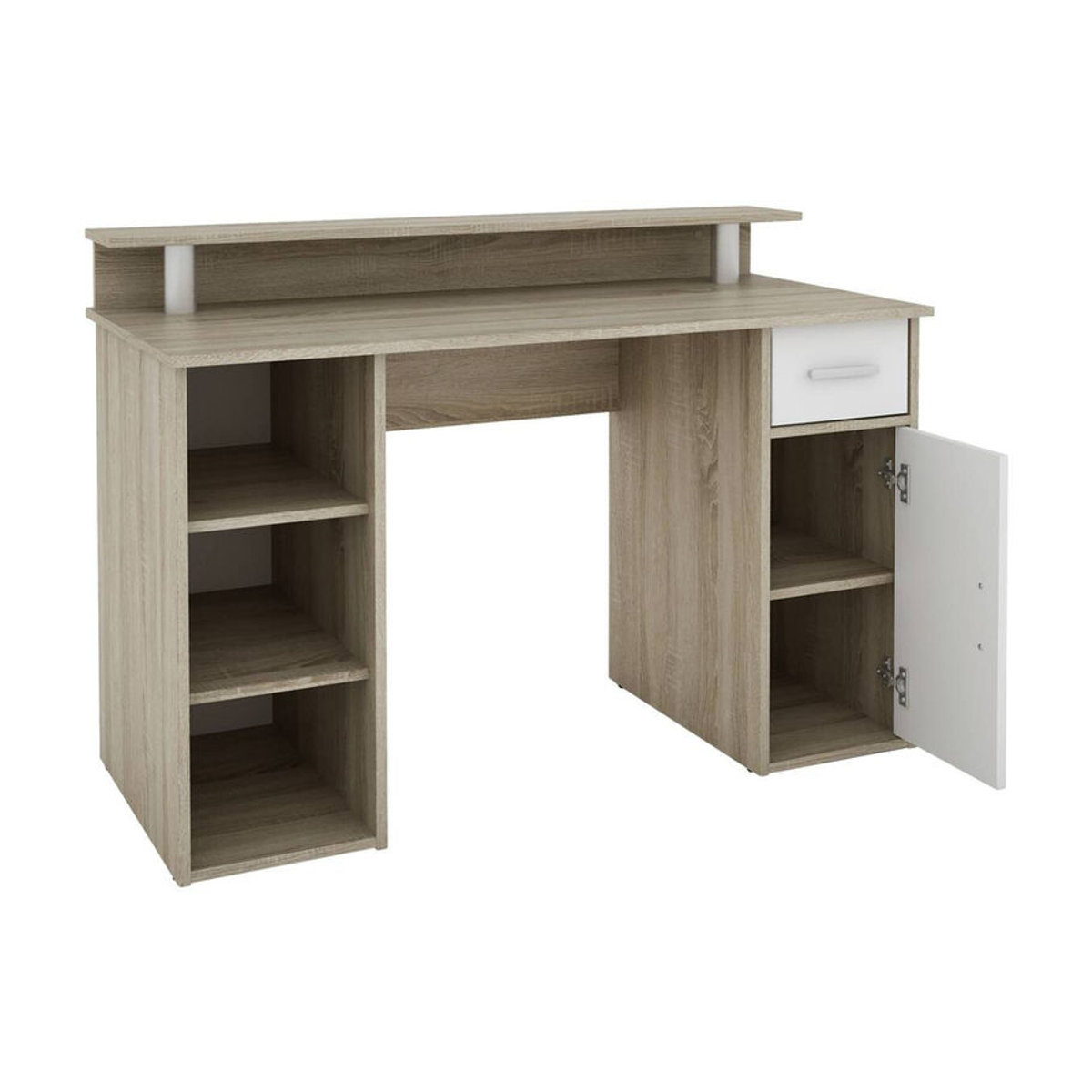 byLIVING Schreibtisch DIEGO in Eiche und Weiß mit Silber, B/T/H: 120 x 55 x 88 cm - Bild 4