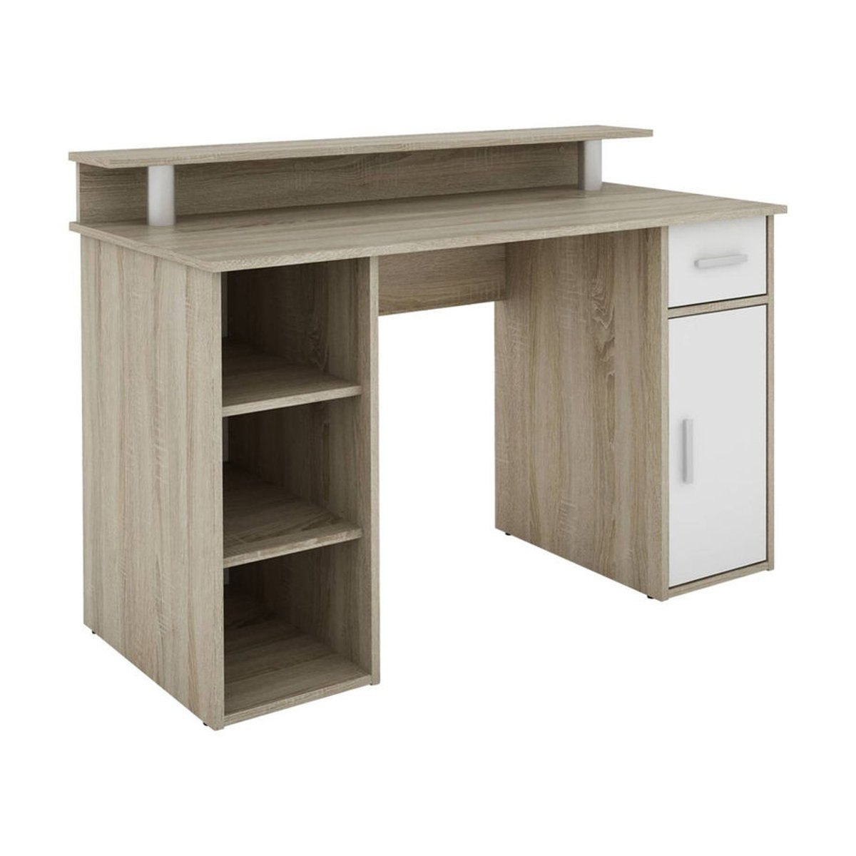 byLIVING Schreibtisch DIEGO in Eiche und Weiß mit Silber, B/T/H: 120 x 55 x 88 cm - Bild 5