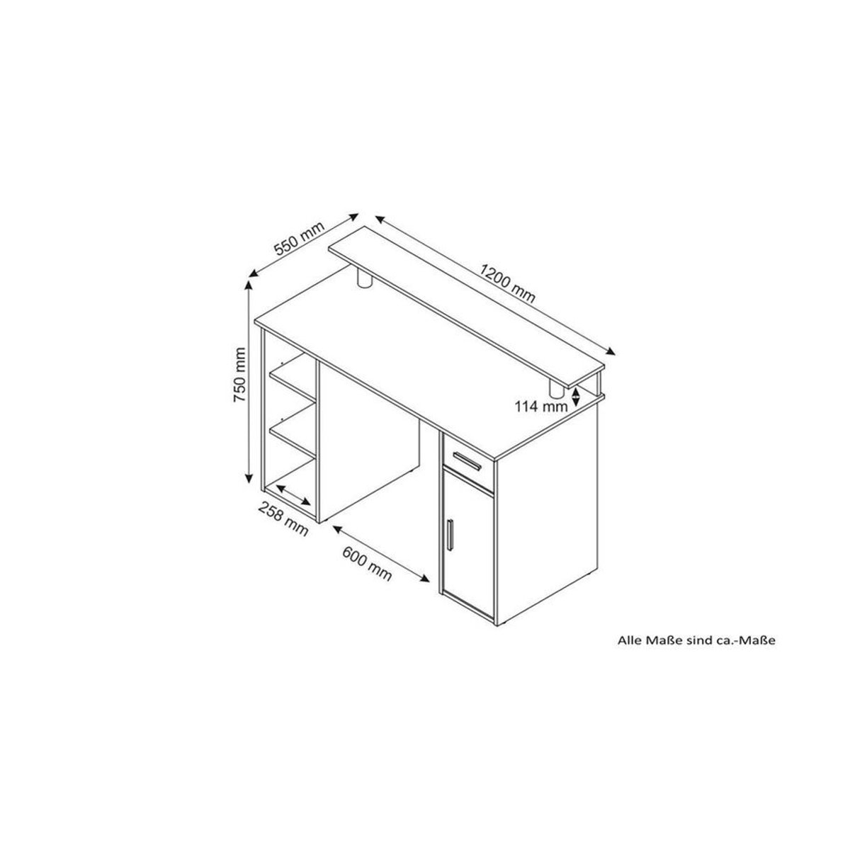 byLIVING Schreibtisch DIEGO Modern in Weiß und Anthrazit B/H/T: 120 x 88 x 55 cm - Bild 1