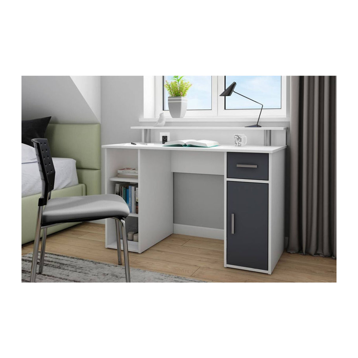 byLIVING Schreibtisch DIEGO Modern in Weiß und Anthrazit B/H/T: 120 x 88 x 55 cm - Bild 2