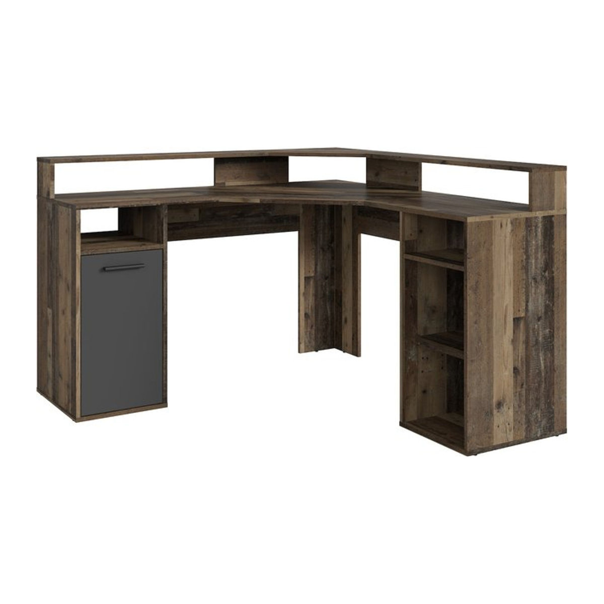 byLIVING Schreibtisch FOX in Eiche Old Wood und Anthrazit, Industrial Design, B/H/T: 139 x 90,8 x 139 cm - Bild 3