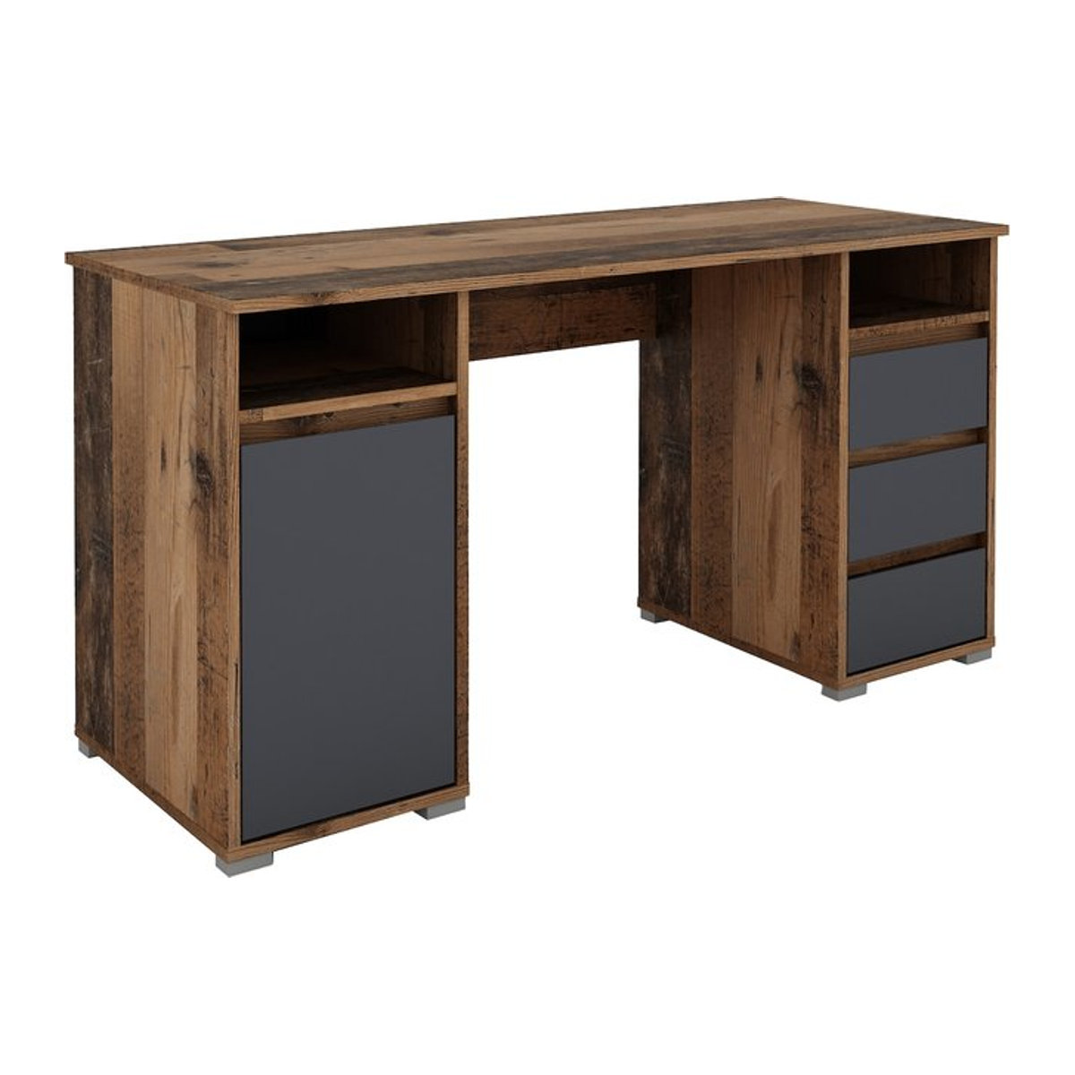 byLIVING Schreibtisch LOBO im Industrial Design, Eiche Old Wood (Altholz-Optik) und Anthrazit, B/H/T: 138 x 75 x 55 cm - Bild 1