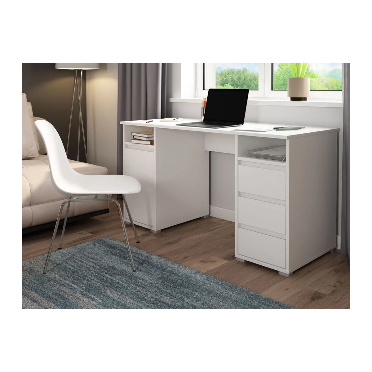 byLIVING Schreibtisch LOBO Modern Weiß B/H/T: 138 x 75 x 55 cm - Bild 1