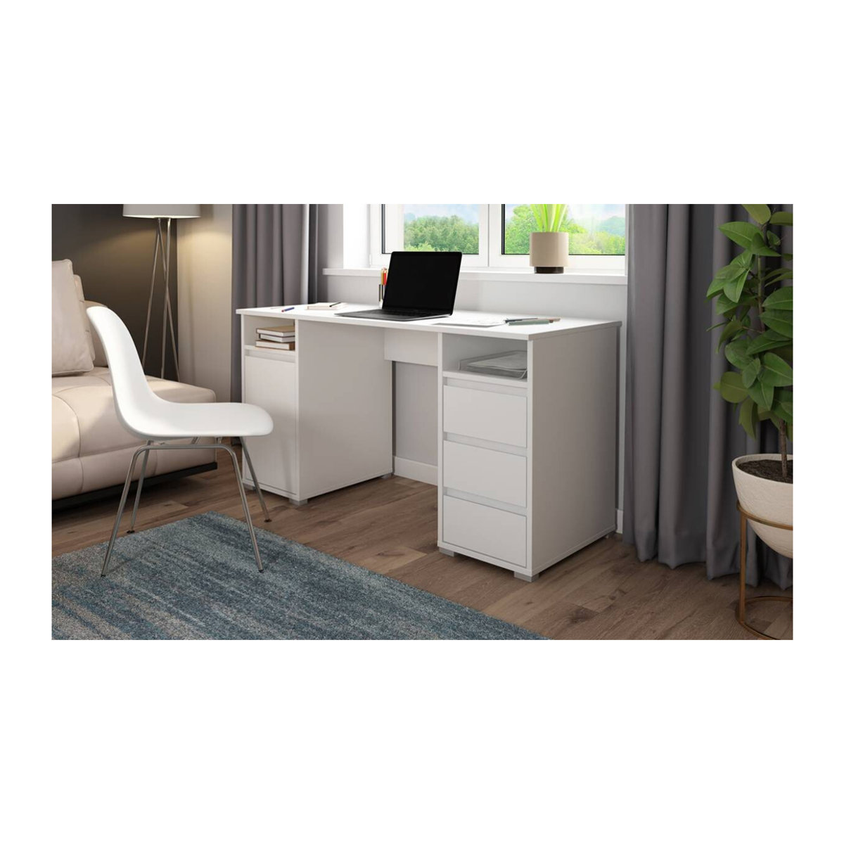 byLIVING Schreibtisch LOBO Modern Weiß B/H/T: 138 x 75 x 55 cm - Bild 3