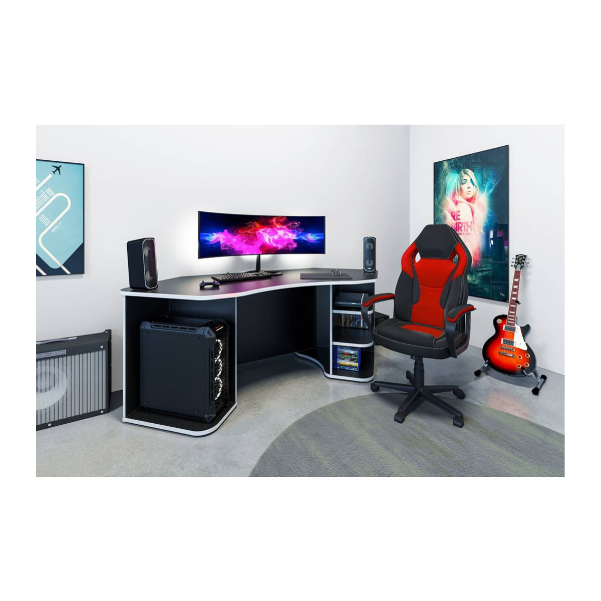 byLIVING Schreibtisch Thanatos Modern in Anthrazit und Weiß, B/H/T: 198 x 76 x 85 cm - Bild 7