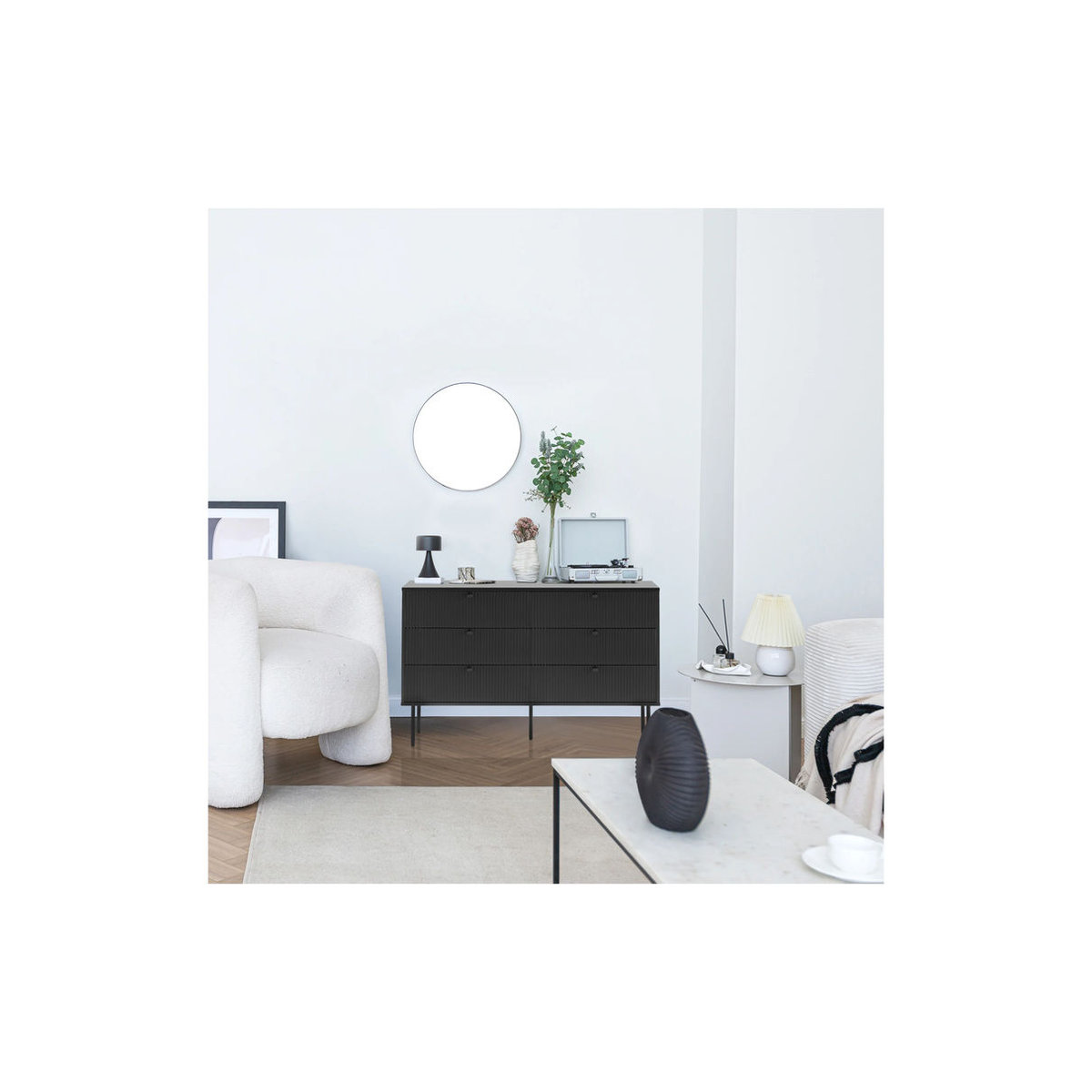 byLIVING Sideboard im Industrial Design aus Holzwerkstoff und Metall, Schwarz, B: 120 cm, T: 40 cm, H: 75 cm - Bild 2