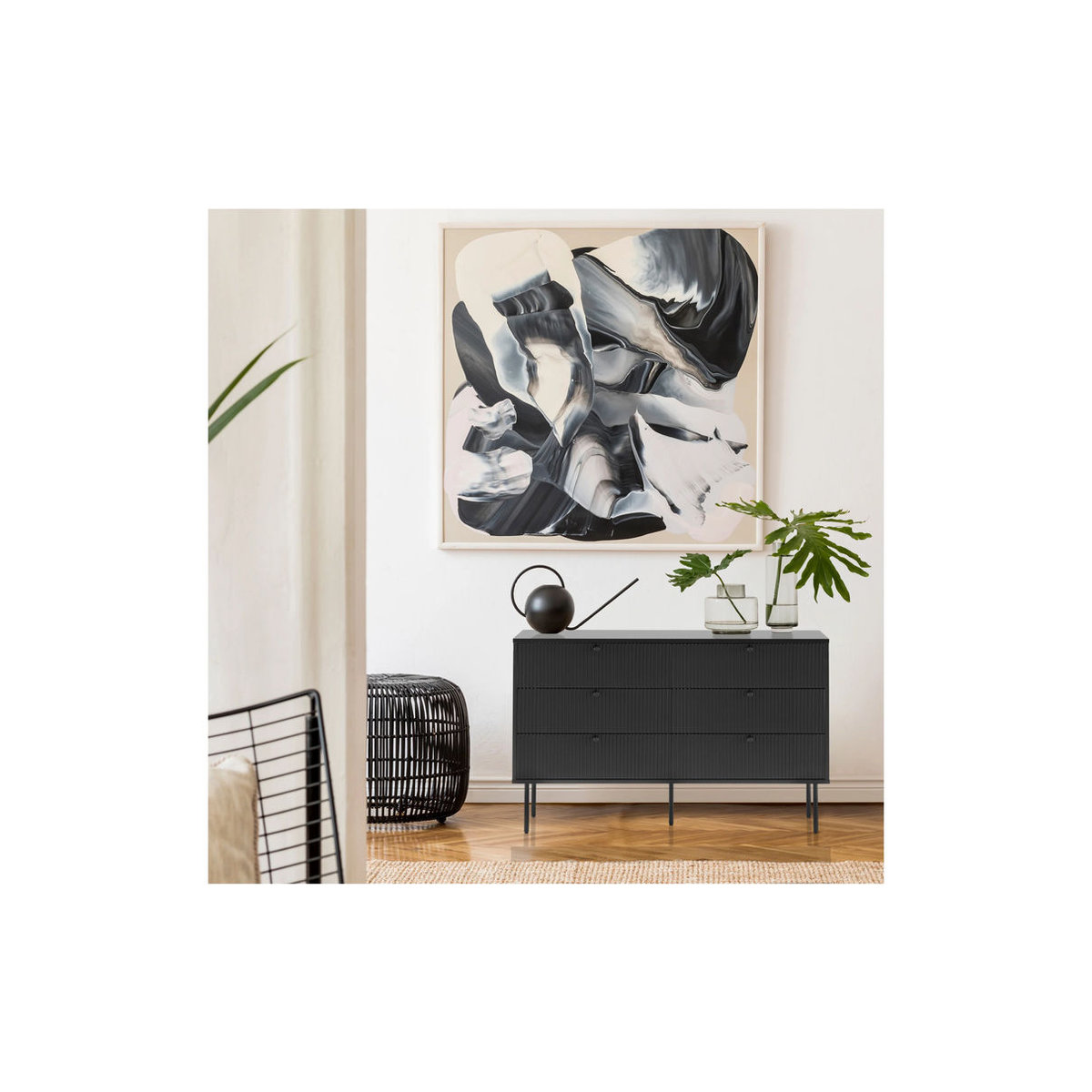 byLIVING Sideboard im Industrial Design aus Holzwerkstoff und Metall, Schwarz, B: 120 cm, T: 40 cm, H: 75 cm - Bild 3