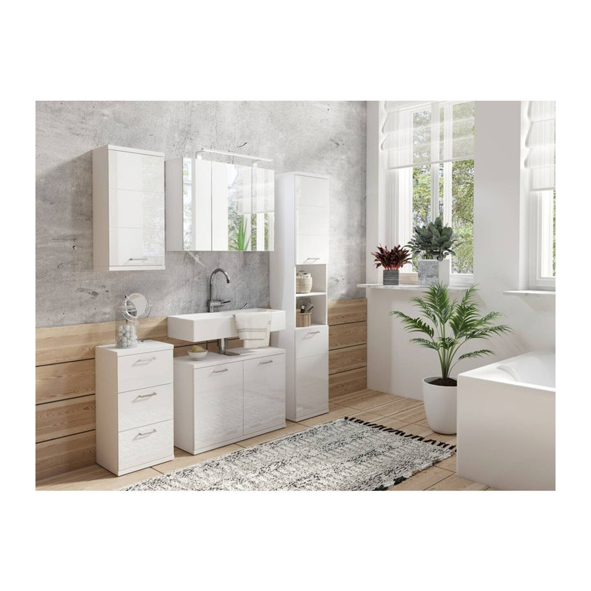 byLIVING Spiegelschrank SPREE Wandspiegel mit LED Beleuchtung, weiß, B/H/T: 80 x 60 x 15 cm - Bild 2