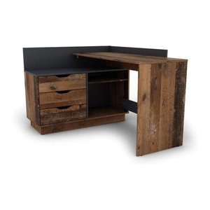 byLIVING Winkelschreibtisch BELFAST in Old Wood und Anthrazit B/H/T: 129 x 83,5 x 105 cm