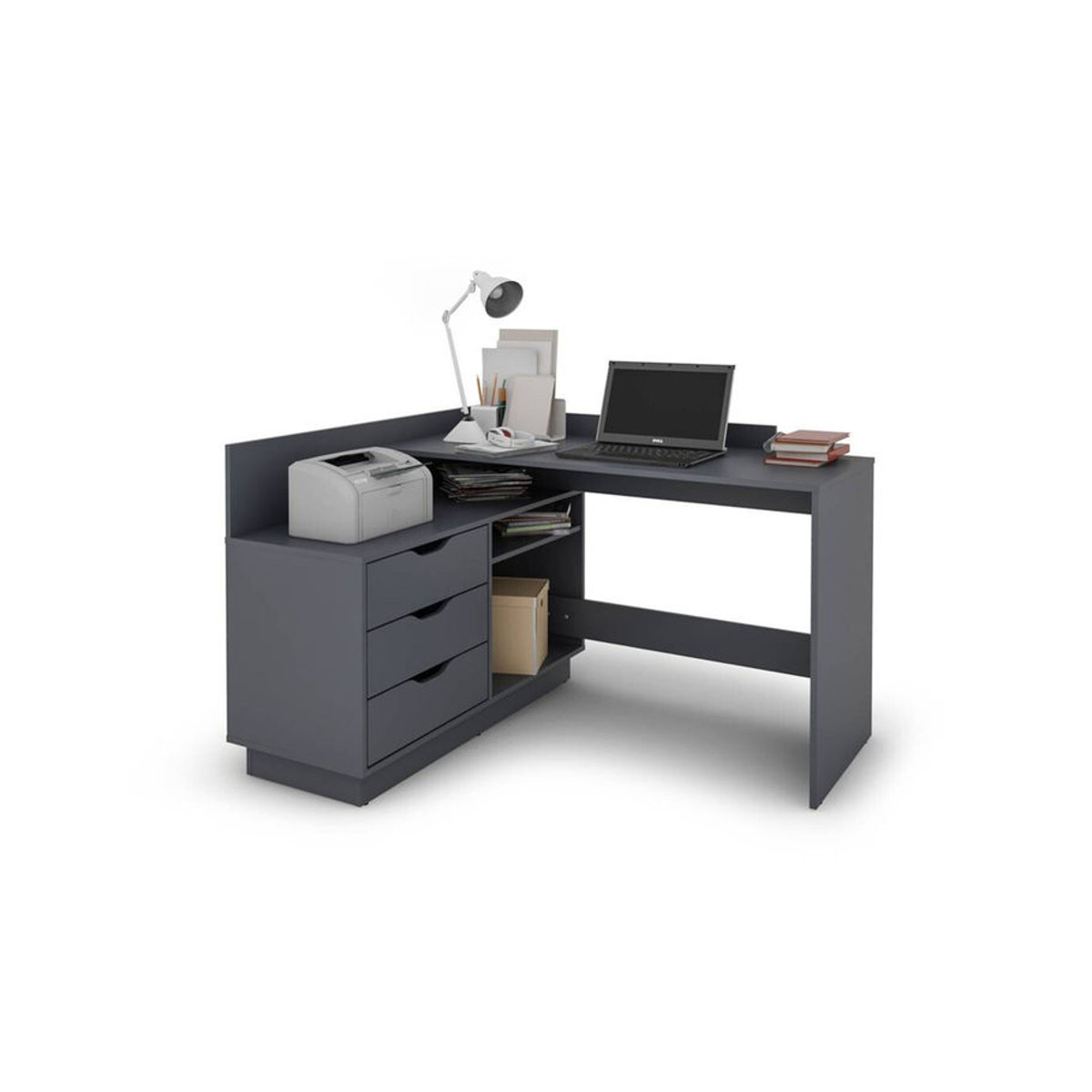 byLIVING Winkelschreibtisch BELFAST Modern Anthrazit B/H/T: 129 x 83,5 x 105 cm - Bild 2