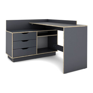 byLIVING Winkelschreibtisch BELFAST Modern in Anthrazit und Eiche, B/H/T: 129 x 84 x 105 cm