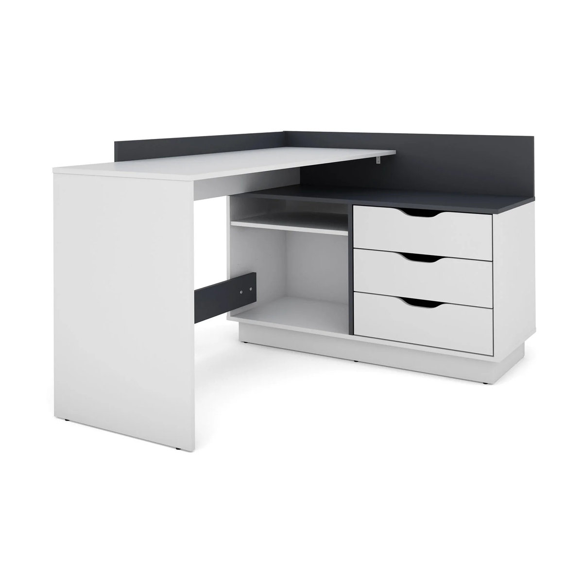 byLIVING Winkelschreibtisch BELFAST Modern Weiß Anthrazit B/H/T: 129 x 83,5 x 105 cm - Bild 2