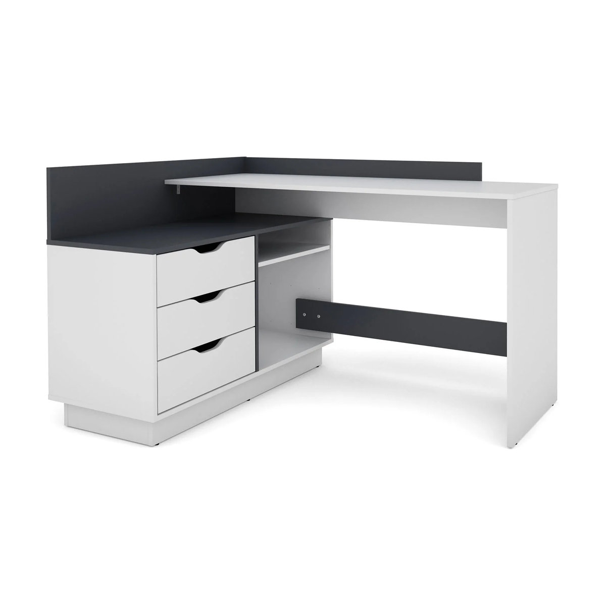 byLIVING Winkelschreibtisch BELFAST Modern Weiß Anthrazit B/H/T: 129 x 83,5 x 105 cm - Bild 3