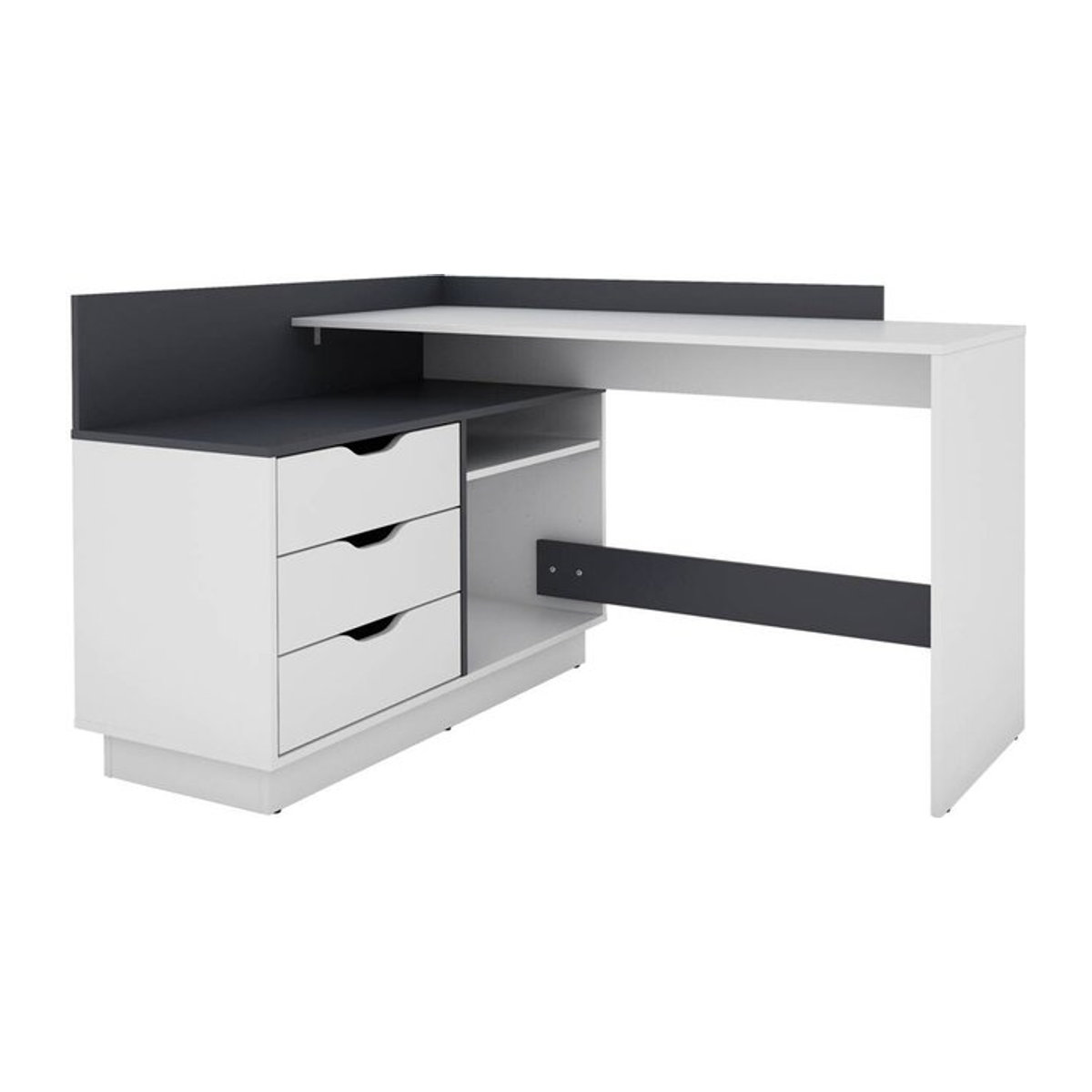 byLIVING Winkelschreibtisch BELFAST Modern Weiß Anthrazit B/H/T: 129 x 83,5 x 105 cm - Bild 4