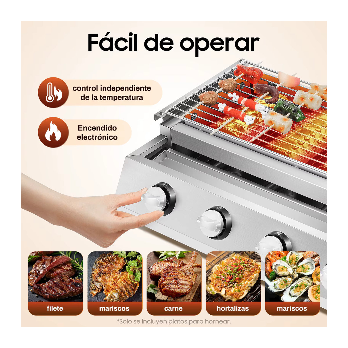 Bymaocar 4-Brenner Gasgrillplatte mit Infrarot-BBQ-Funktion aus Edelstahl in Silber für Outdoor und Camping mit verstellbarer Höhe und Ölwanne - Bild 3