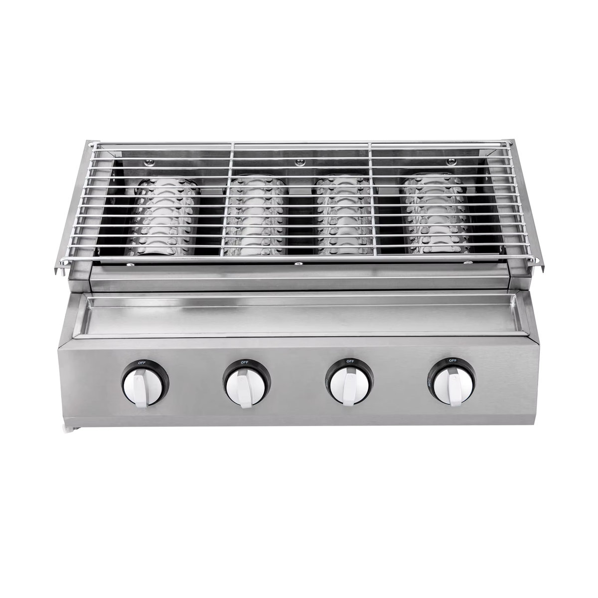 Bymaocar 4-Brenner Gasgrillplatte mit Infrarot-BBQ-Funktion aus Edelstahl in Silber für Outdoor und Camping mit verstellbarer Höhe und Ölwanne - Bild 6