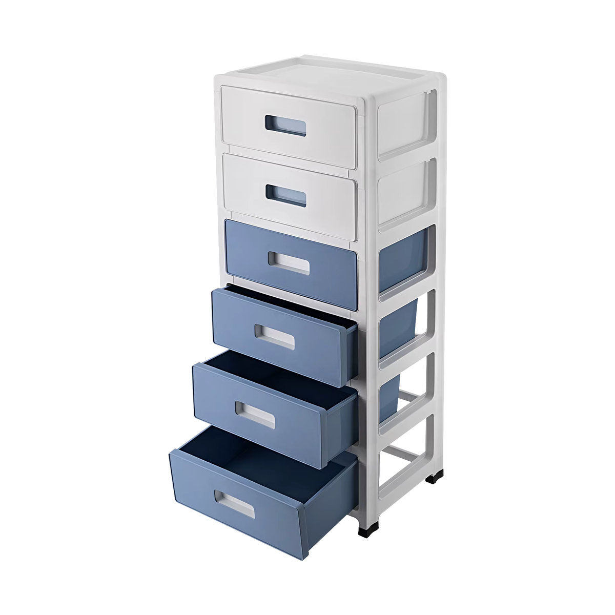 Bymaocar 6-stufiger Organizer mit 6 Schubladen, stapelbarer Aufbewahrungsschrank aus Kunststoff, Blau oder Schwarz/Weiß - Bild 5