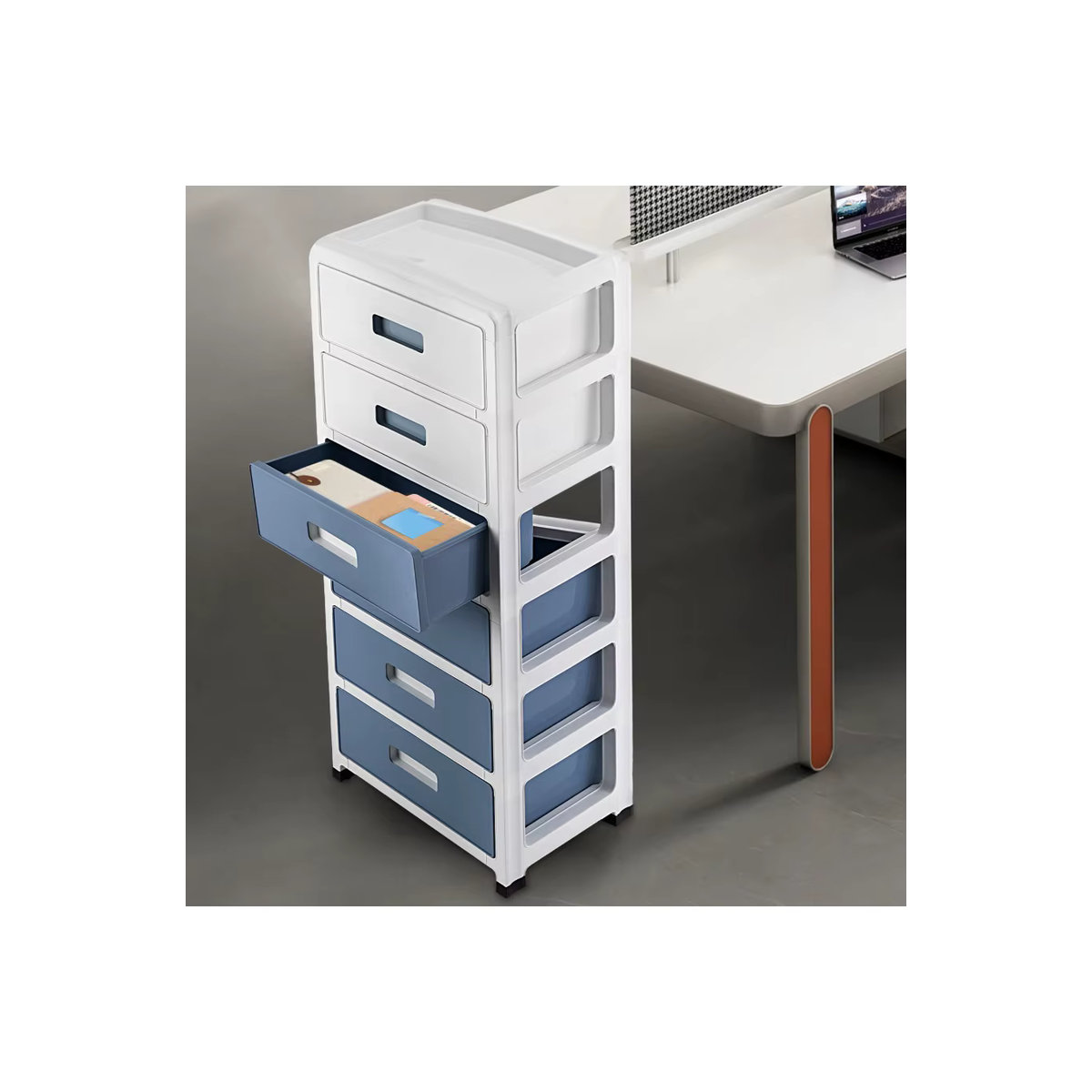 Bymaocar 6-stufiger Organizer mit 6 Schubladen, stapelbarer Aufbewahrungsschrank aus Kunststoff, Blau oder Schwarz/Weiß - Bild 6