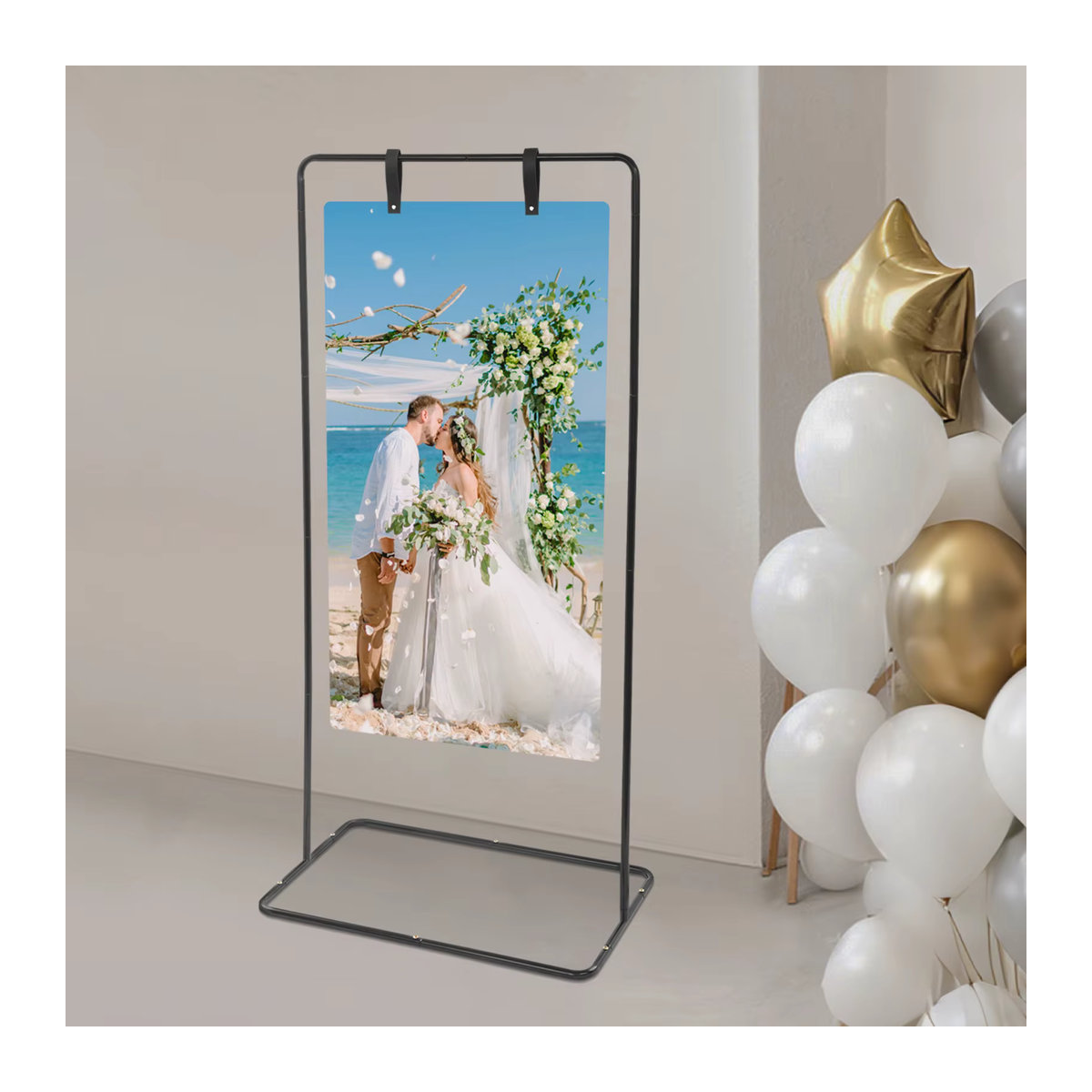 Bymaocar Eisen-Display-Staffelei-Ständer in Schwarz für Hochzeiten und Events, H x B x T: 175 x 80 x 50 cm - Bild 2