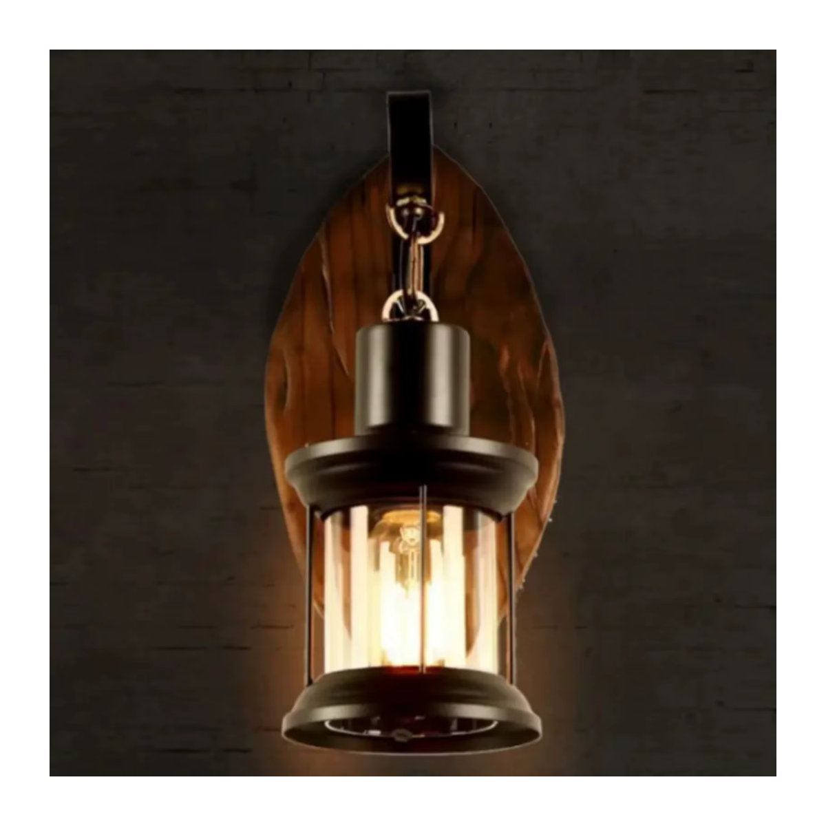 Bymaocar Industrial Wandleuchte aus Holz in Schwarz mit E27 Fassung und warmweißem Licht im Retro-Vintage-Stil - Bild 5