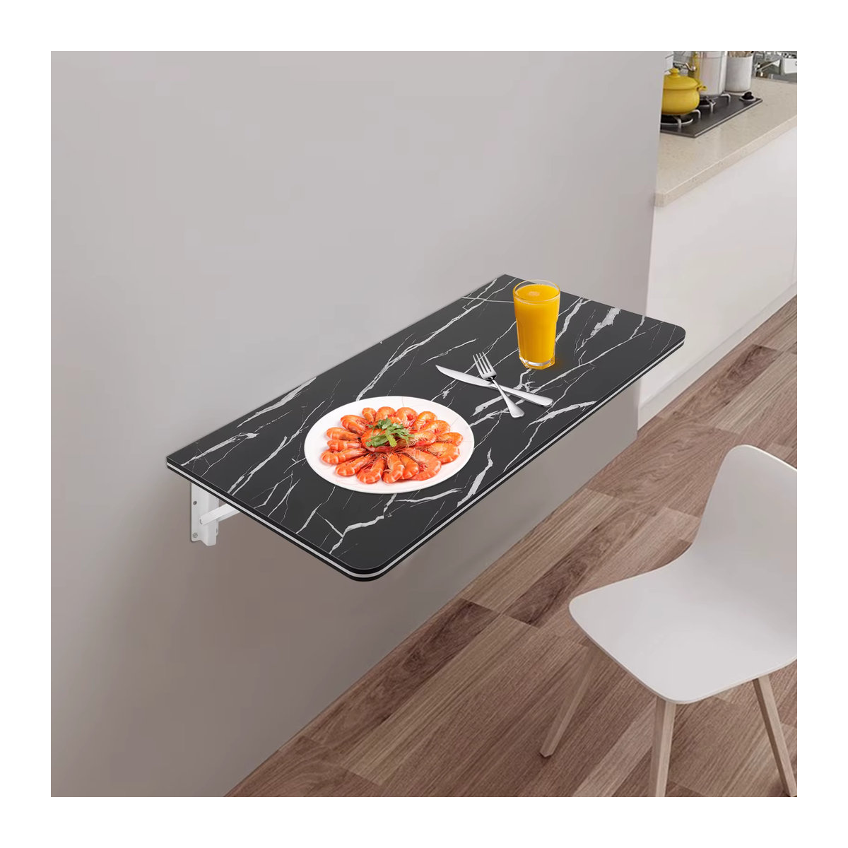 Bymaocar Klapptisch aus Metall in Schwarz, moderner Wandtisch für Wohnzimmer, Schlafzimmer oder Küche - Bild 2