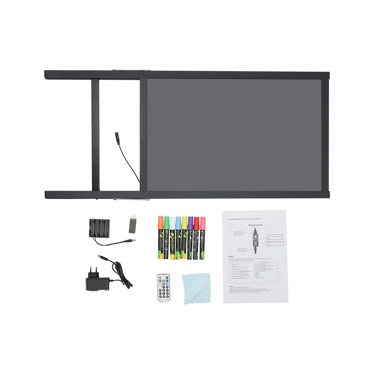 Bymaocar Stehende LED-Schreibtafel in Schwarz, Rechteckige Nachrichtentafel mit Fernbedienung und 8 Neonstiften, B: 40 cm, H: 60 cm - Bild 2