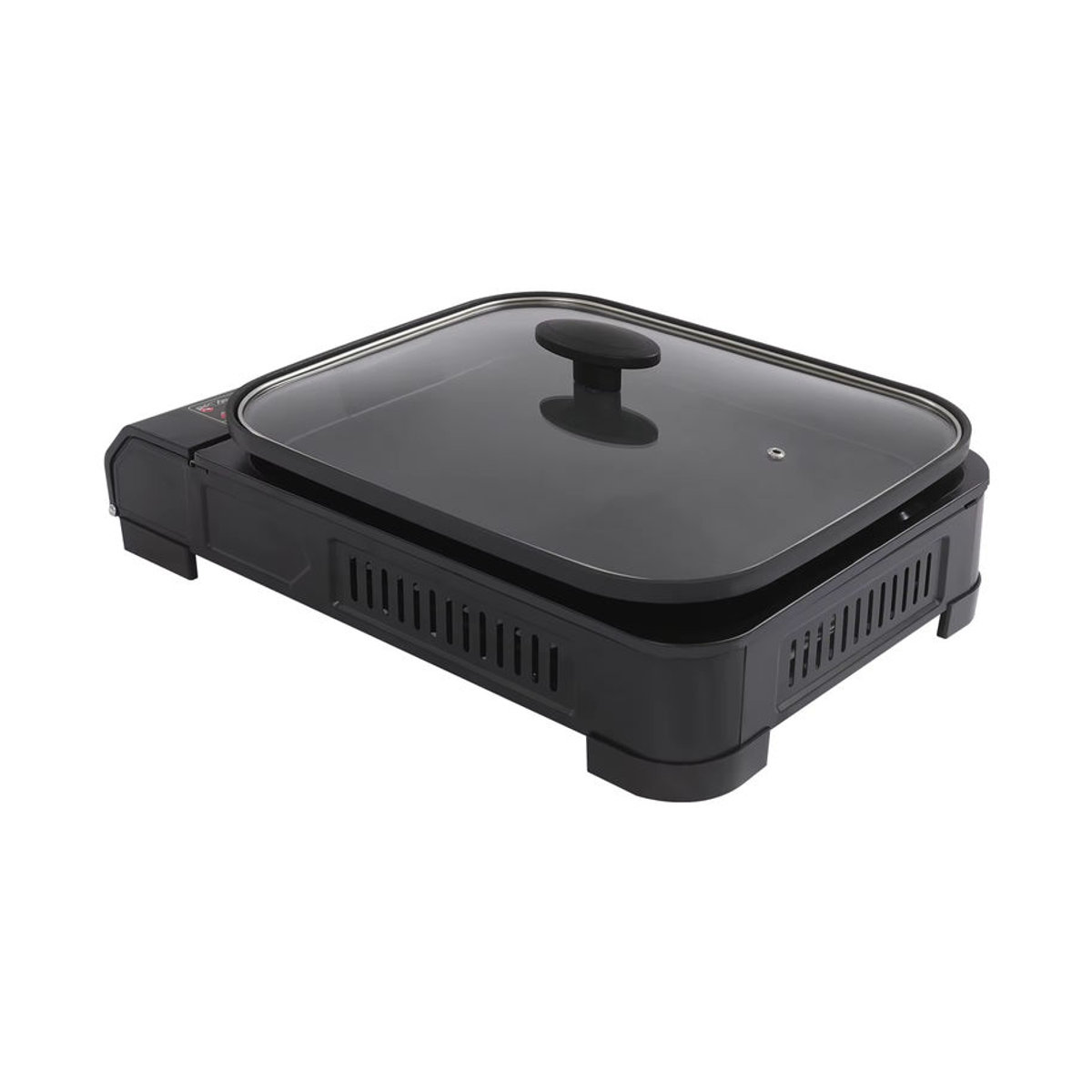 Bymaocar Tragbarer Elektro-Grill aus Edelstahl in Schwarz mit 2,1 kW Leistung und Backblechdeckel für Camping und Picknick - Bild 3