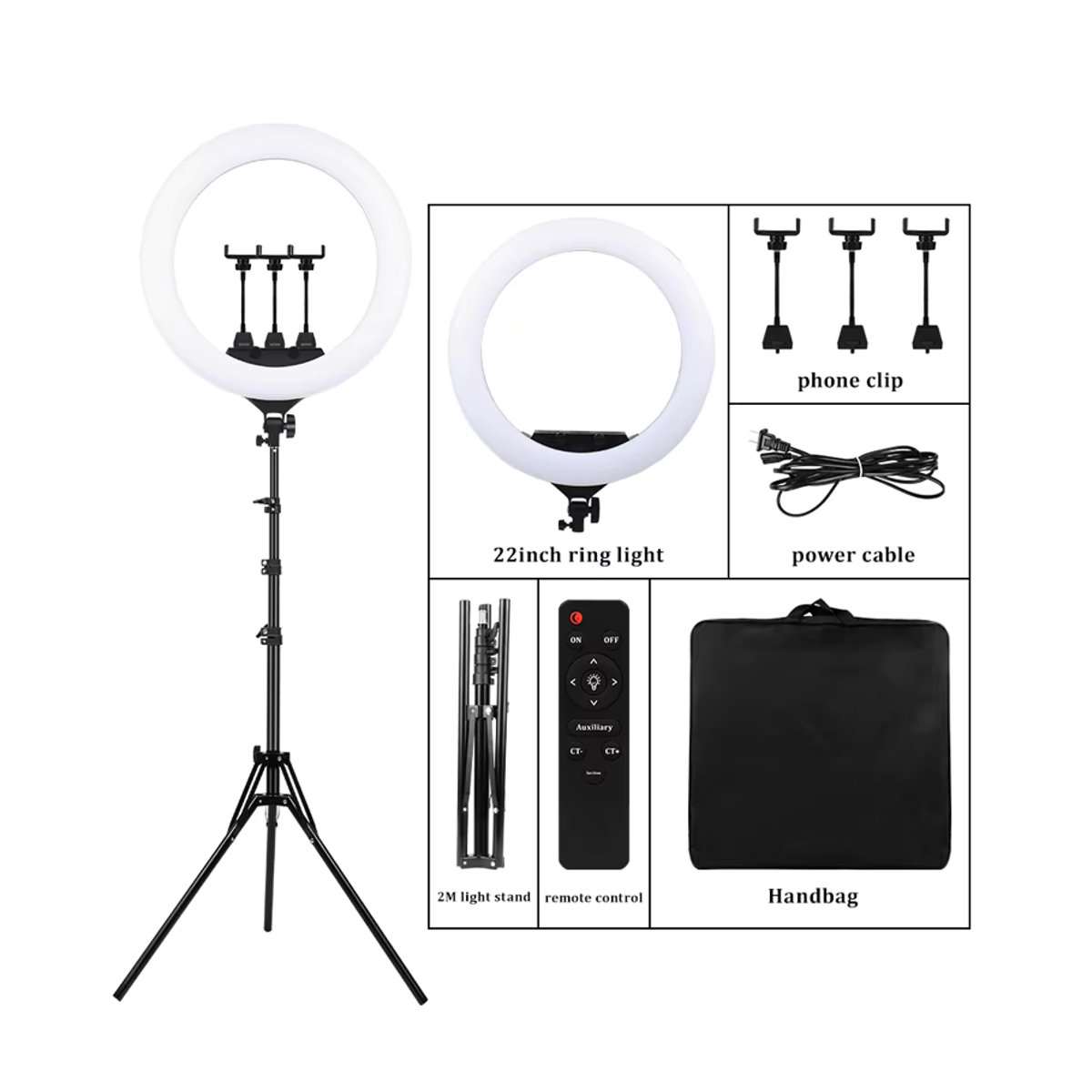Byncceh Modern 22 Zoll LED-Lichtring mit einstellbarer Farbtemperatur 3200-6500K und Helligkeit 0-100 Prozent für Make-up und Fotostudio-Aufnahmen - Bild 5
