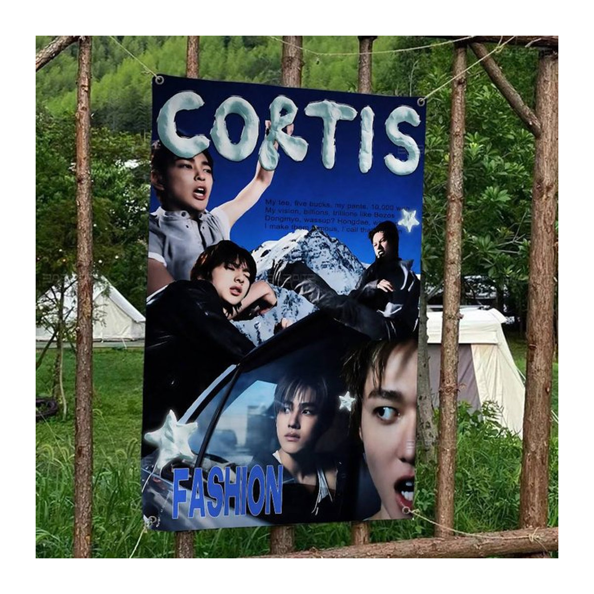 C-CORTIS Kpop Musik Geburtstag Banner Blau Rechteckig aus Textil mit Buchstaben und Schnur zum Aufhängen - Bild 1