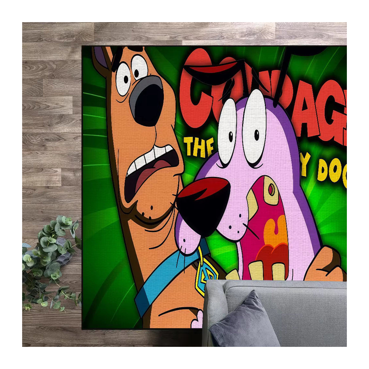 C-COURAGE Teppich mit Cartoon Motiv Feiger Hund, mehrfarbig, Bodenmatte für Wohnzimmer, Schlafzimmer oder Bad - Bild 2