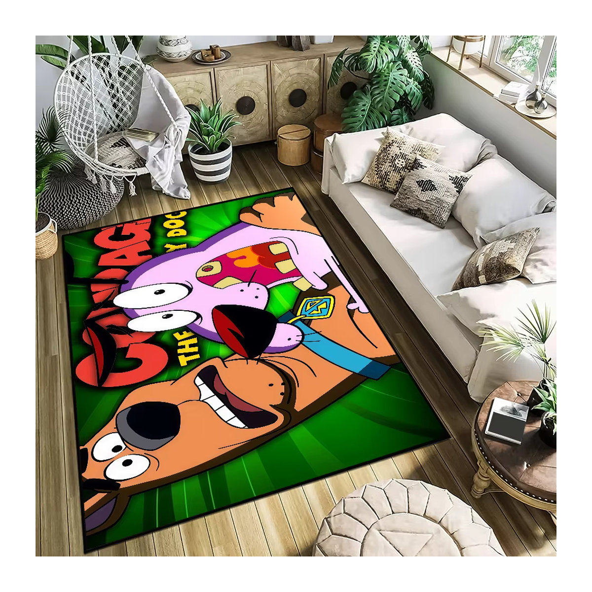 C-COURAGE Teppich mit Cartoon Motiv Feiger Hund, mehrfarbig, Bodenmatte für Wohnzimmer, Schlafzimmer oder Bad - Bild 3