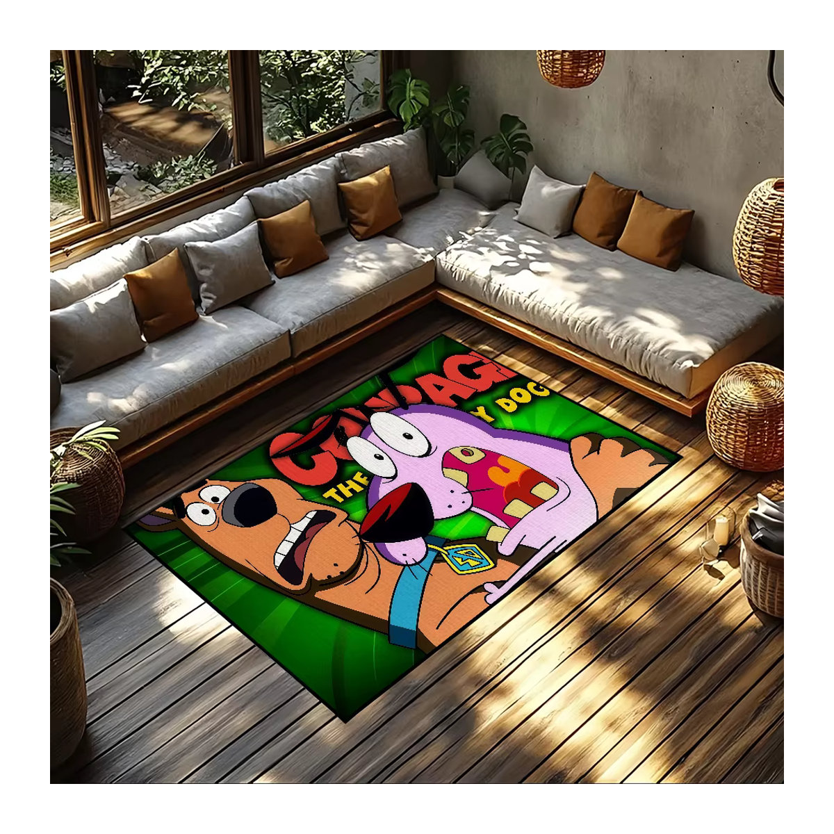 C-COURAGE Teppich mit Cartoon Motiv Feiger Hund, mehrfarbig, Bodenmatte für Wohnzimmer, Schlafzimmer oder Bad - Bild 4