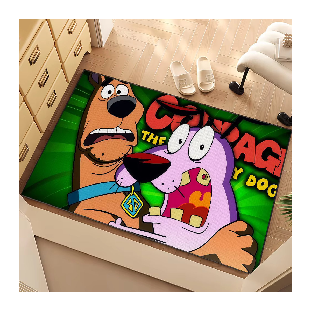 C-COURAGE Teppich mit Cartoon Motiv Feiger Hund, mehrfarbig, Bodenmatte für Wohnzimmer, Schlafzimmer oder Bad - Bild 6
